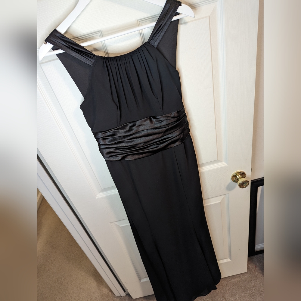 David's Bridal black floor length high neck chiffon dress size 8